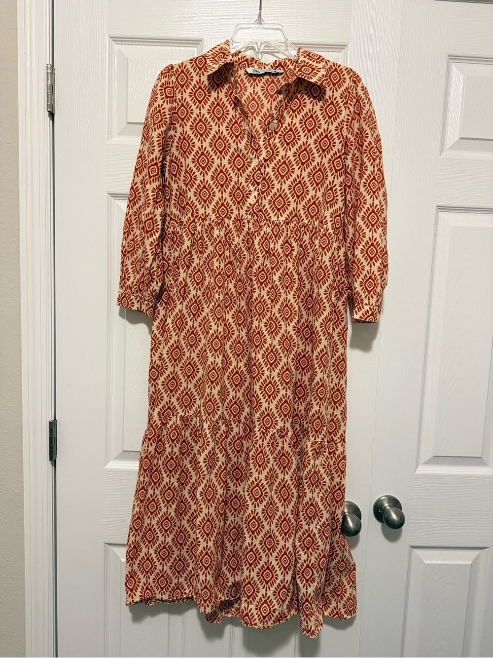 Zara Geometric Print Tiered Maxi Dress